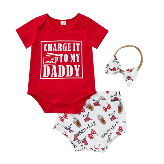 0-24M Newborn Infant Baby Girl 3Pcs Summer Clothing Set